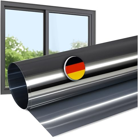 Rapid Teck Fensterfolie Sonnenschutz - 200cm x 61cm - Starke Verspiegelung - Hitzeschutzfolie Fenster 99% UV-Schutz - Spiegelfolie Fenster Sichtschutz - Sonnenschutzfolie Fenster außen