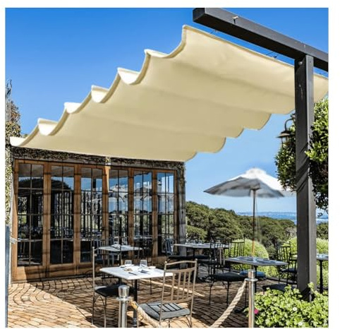 Einziehbarer Wave Shade Sa – wasserdichte Terrassenüberdachung mit Seilzugsystem, perfekt für Pergola Deck & Veranda, Sonnenschutz, Outdoor-Jalousien Abdeckung