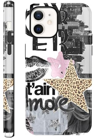 Knrlqim 2 in 1 für iPhone 12 Pro/iPhone 12 Hülle 6,1, Handyhülle Leopard Aesthetic Muster Motiv, Silikon Stoßfest Weiche Schutzhülle, Stoßfest Print Cover Case für iPhone 12/12 Pro, Sterne