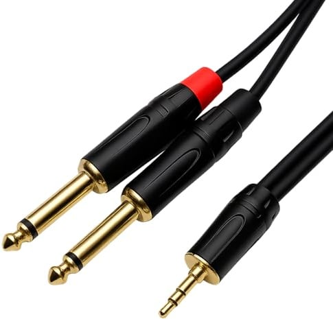 Hawpasy 1M 3,5mm Klinke auf Dual 6.3mm Mono Y AudioKabel, Audio Interface Verbindungskabel für Mischpult, Verstärker und Lautsprecher