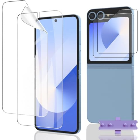 Euukzzea Protection D'écran pour Samsung Galaxy Z Flip 6 | 2+2 Pièces Interne TPU Film Hydrogel Transparent HD Souple et Protecteur Arrière, Protection Écran Flexible