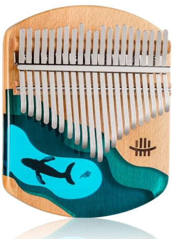 Lawnoval 21 Tasten Kalimba Daumenklavier mit Stimmhammer und Tasche, Massivholz Musikinstrument Geschenk für Anfänger