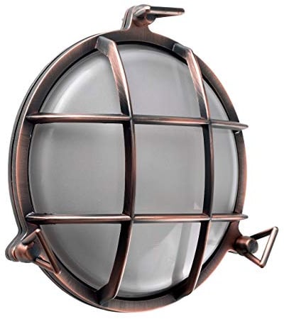 MiniSun | Modern Round Rustic Copper Effect Nautical Design Wall Light | Outdoor Wall Lights, Home Décor & Improvement Essential