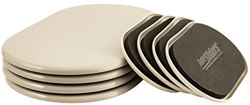 Super Sliders Möbelgleiter für Teppiche, oval, wiederverwendbar, müheloses Verschieben und Oberflächenschutz, Beige, 8 Stück