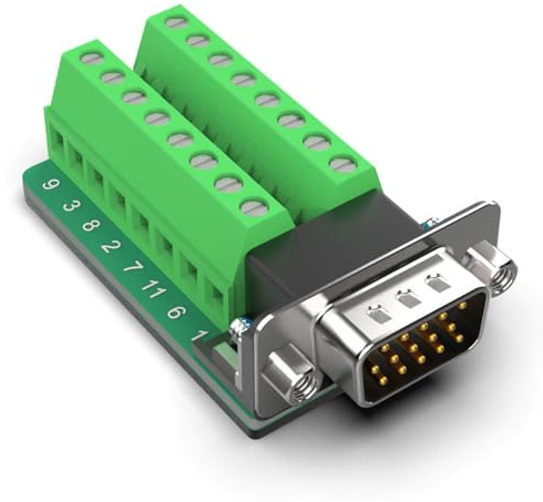 Oiyagai Conector Adaptador DB15 D-Sub Macho con Tuerca VGA 3+9 de 15 Pines a Placa de Desglose de Terminales de 3 Filas