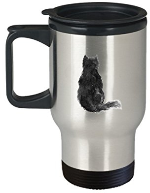 Cat Travel Mug- Gift For Cat Lover, Friend, Him, Her, Stocking Stuffer- Freaking Meowt Black Cat- Stainless Steel Insulated Coffee Tumbler