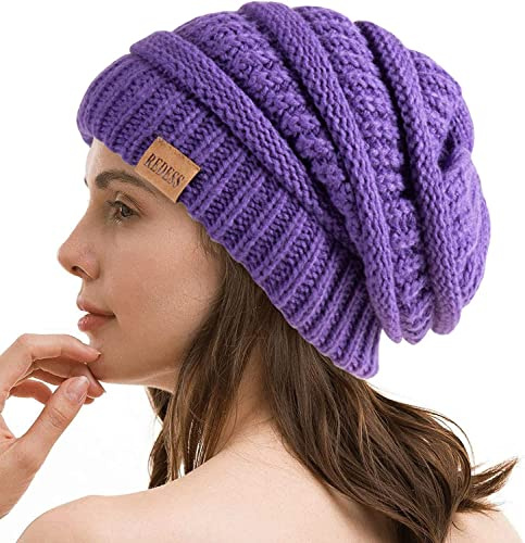REDESS Slouchy Beanie Mütze für Herren und Damen Winter Warm Chunky Soft Oversized Zopfstrickmütze