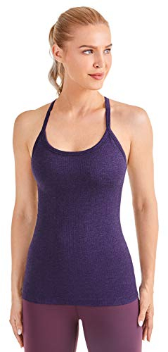 CRZ YOGA Damen Sport Tank Top Racerback Ärmelloses Shirt Sommer Leichte Yoga Tops Elastische Fitness Oberteile Beere lila 42