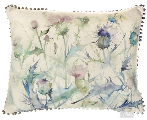 Voyage Maison Cirsium Damson Feather Filled Cushion – Hand-Painted Thistle Watercolour Luxury Nature Inspired (Bristle - 40x50cm)