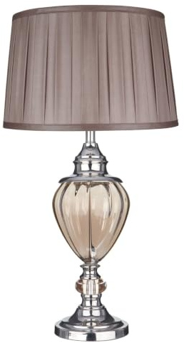 Greyson Lampe de table en verre ambré plaqué avec abat-jour plissé marron