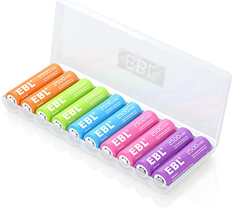 EBL AA Akku 2500mAh,1.2V NI-MH Wiederaufladbare AA Batterien1200 Zyklen Langlebig, 10er Pack