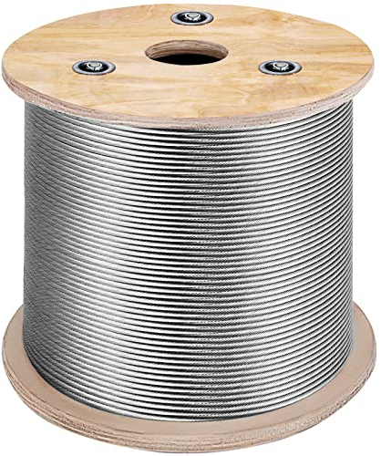 VEVOR 316 Edelstahl Kabel Drahtseil 7x7 150 M, Stahlseil Seil Draht Stahl Mindestbruchkraft 6,14 KN, Edelstahl-Drahtseil-Kabel Rostfrei Zugfestigkeit 1570 MPa für Leichtindustrie Brücken usw.