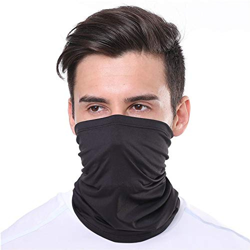 KUNSTIFY | Scaldacollo multifunzione | Bandana da uomo e donna | Scaldacollo per il viso | Protezione solare in cotone | elastico traspirante (nero)