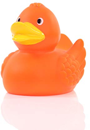 Schnabels Badeente Wings - Geschenk für Geburt Geburtstag Namenstag Kinder Baby Freund-in Mädchen Junge - lustig originell Glücksbringer - Spielzeug Quietsche-Ente Deko Badewanne (Orange)