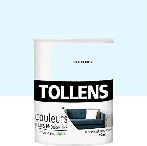 Tollens - Peinture Couleurs - Murs et Boiseries - Toutes pièces - Ultra résistante - Satin - Bleu Poudré - 0,75L = 9m2