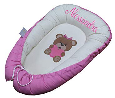 Riduttore Paracolpi Lettino Ovetto Next To Me Fasciatoio Nome e Disegno Personalizzato (rosa 2)