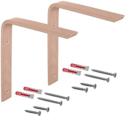 Gedotec Holzkonsole Wand-Winkel | 2 Stück - Regalwinkel aus Buche | 300 x 250 mm | COUNTRY | Regal-Halter aus massivem Naturholz | Träger in L-Form | Konsolen geeignet für Bücherregale