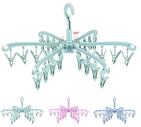 BONYCUST Sockentrockner Wäscheständer-Mit 24 Wäscheklammern Für Heimat Camping Kleine Wäscheartikel Babykleidung Socken Hanger(grün)