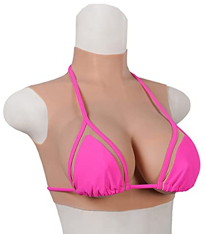 KUAW Wear Comfortable Silicone Breast Form Cotton Filled Z Cup Silicone Gel Filled Silicone Breast Plates For Mastectomy Bras Crossdresser Man And Women Realistic Breastplate, Ivory