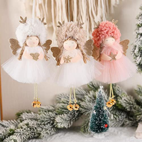FZBNSRKO 3 Stück Engel-Puppen-Anhänger Baum hängende Ornamente, Weihnachtsengel-Ornament, Plüsch-Engel-Puppe, Anhänger für Weihnachten, Party, Hochzeit, Valentinstag, Dekoration (zufällige Farbe)
