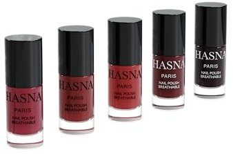 Hasna Paris - Halal Nagellack - Privatkollektion - Umweltfreundlich - Glanz und langer Halt - einfach aufzutragen - 5 x 6 ml (Rot)