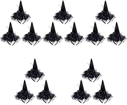 15 Stk Hexenhut Stirnband Haarband Kostüm Schwarzes Hexen-stirnband Klein Halloween-haarreifen Hexenhut Für Frauen Halloween-haar-accessoire Stoff Die Cosplay Fräulein