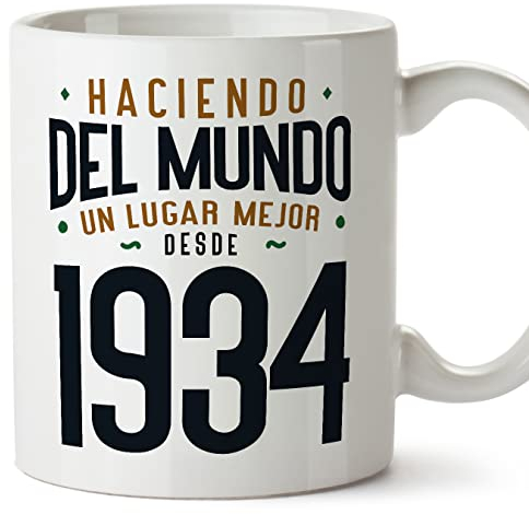 MUGFFINS Tazas 1934 Cumpleaños - En Español - Haciendo del Mundo un Lugar Mejor - 11 oz / 330 ml - Regalo original y divertido