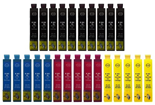 25 kompatible Druckerpatronen 502XL - 10 x Black, je 5 x Cyan, Magenta, Yellow kompatibel mit Epson Expression Home XP-5100, 5105, 5115, 5150, 5155, Workforce WF-2800, 2860, 2865, 2880