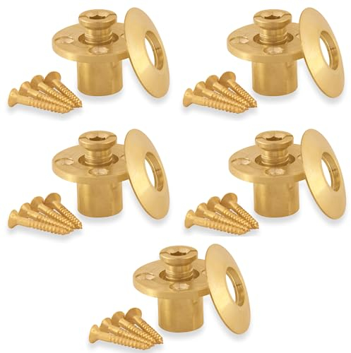 Wood Deck Brass Anchor with Collar for Pool Safety Cover Universal Replacement for All Major Brand In-Ground Swimming Pool Safety Covers (5 Pack)