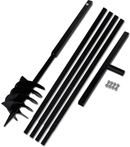 INLIFE Tarière avec poignée 180 mm Tube d'extension 5 m, 10 kg, 270531