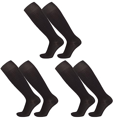 TSHAOUN 3 Paar Kinder Schwarze Fußballsocken, Trainingssocken Sportsocken Elastische Atmungsaktive Kniestrümpfe für Jungen Mädchen von 5-12 Jahren für Fußballtraining, Laufen, Sport (Black)