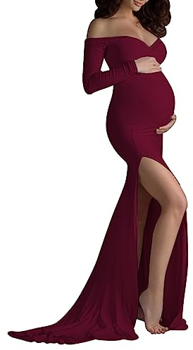 LAEMILIA Robe de Grossesse Shooting Photo Robes Maternité Longue Robe Femme Enceinte Grossesse Photo Robe Bustier Cérémonie Mariage Soirée Robe Photographie Moulante Couleur Unie S-XL