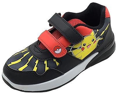 Pokemon-Turnschuhe für Jungen oder Mädchen mit blinkenden Lichtern, Schwarz, Größe 2 UK, 34 EU