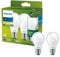 Philips, ampoule LED Ultra Efficient classe A, culot E27, dépolie, équivalent 60W, blanc chaud 2700K, verre, lot de 2