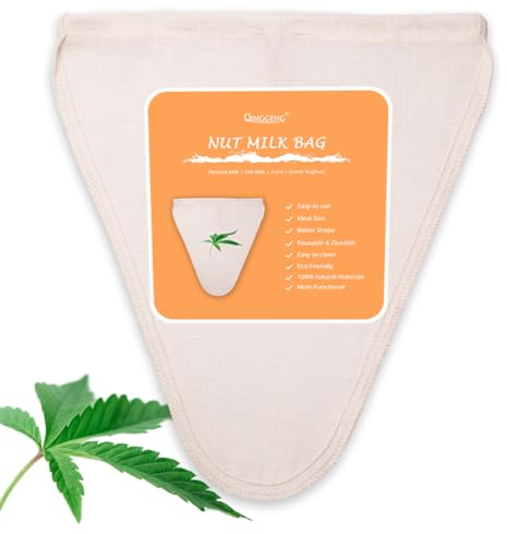 QINGGENG Premium Nut Milk Strainer for Almond, Reusable Hemp Oat Milk Bag 28 x 30 cm, Cheesecloth for Juice, Greek Yoghurt