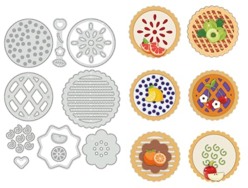 BENECREAT Desserts Cutting Dies, Cookies Pies Stencils 13x10cm Cake Decorative Embossing Stencils for Scrapbooking, Photo Album, Greeting Card Making, 0.8mm Thick