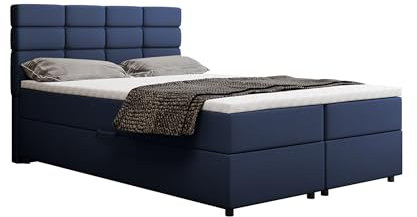 Reve Boxspringbett 140 x 200 cm Doppelbett mit hochwertiger Bonell-Matratze und Topper, Polsterbett mit Bettkasten, Schlafzimmer, Bequem, Modern, Stilvoll