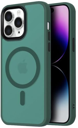 Mixroom - Cover Custodia Bumper Opaco per iPhone 11 PRO Max Compatibile con MagSafe Accessori Cerchio Magnetico Integrato Retro Semitrasparente Bordo Morbido in TPU Silicone Verde Scuro