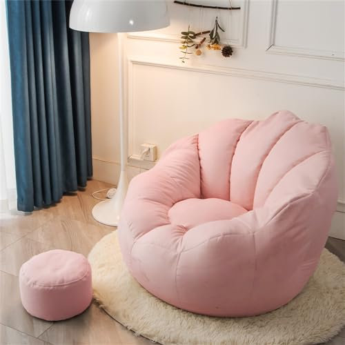 Highdi Pouf Poltrona a Sacco Bambini Adulti, Bean Bag Fodera per Fiori Petalo Ragazze Sacco di Fagioli per Decorazione della Soggiorno Giardino Salotto, Senza Ripieno (Aldult- 80x70cm,Rosa)