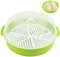 DOERDO - Vaporiera a microonde per cucinare verdure a vapore con coperchio, pentole a microonde verdure frutti di mare, verde, 25,4 cm