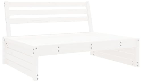 vidaXL Garten Ecksofa, Modular Gartenmöbel, Sofa Lounge Sessel für Garten Terrasse Balkon, Gartensofa Gartensessel, Weiß Massivholz Kiefer