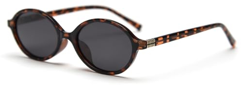 LIGOES Kleine ovale Sonnenbrille Polarisierte TR90 Sonnenbrille Retro Vintage Retro Koreanischer Stil Selfies Ins Brillen Schatten (leopard with black)