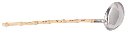 Uadme Louche en acier inoxydable avec poignée en bambou, anti-brûlure, long manche, isolation thermique, 30,5 cm