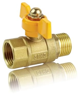 0XBIT Valvola a Sfera 1/2 Pollice, Ottone Valvola, Filettatura Interna ed Esterna Valvola di non Ritorno Acqua, con Maniglia a Farfalla Gialla, Adatto per Valvole Aria, Gas, Tubi Acqua