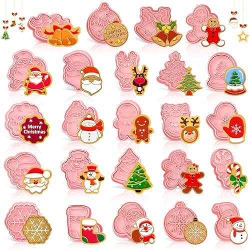Formine Per Biscotti Natale, 24 Pezzi Stampini Biscotti Natale, 3D Pressable Formine Per Biscotti, Tagliapasta Natalizie, Per Bakeware Torta, Per Decorazioni In Dolci Di Pasticceria