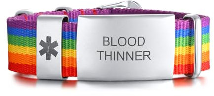 FLHEART BLOOD THINNER Gravierte medizinische Alarm Armband für Herren Damen | wasserdicht Sport Nylon Armband mit Edelstahl Notfall medizinische ID Tag Armbänder einstellbar 7.1-8.1