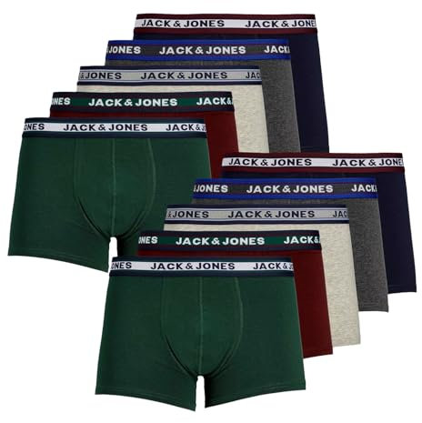 JACK & JONES Herren Unterhosen Shorts Boxershorts Trunks 10er Pack, Farbe:Mehrfarbig, Wäschegröße:M, Artikel:-DGM/sea Moss/Port Royale/Navy Blazer/LGM