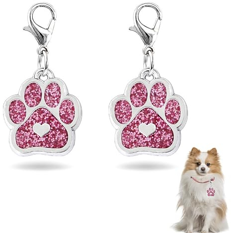 2 Katze Hund Pfote Emaille Charms Anhänger mit Karabiner Schlüsselkette Glitzer Schmuck Erkenntnisse für DIY Schmuck Herstellung Halskette Armband