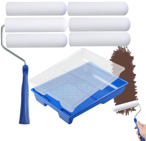 Foam Paint Roller, 6-inch Paint Roller Tray Set,Paint Roller Kit,9 Pack Paint Rollers and Trays Sets,House Painting Foam Applicator Rolling Tool, for Home Renovation, Craft Work Cabinets