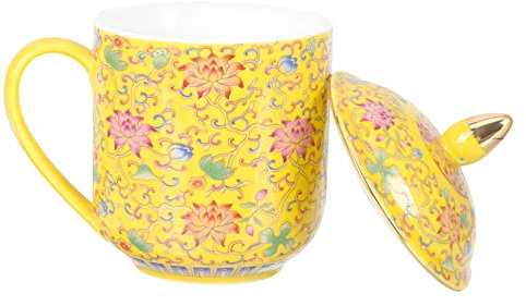 Cabilock Teetasse Mit Deckel Und Teesieb Aus Porzellan Keramiktasse Zum Aufbrühen Von Loser Tee Geeignet Für Zuhause Büro Und Teezeremonien
